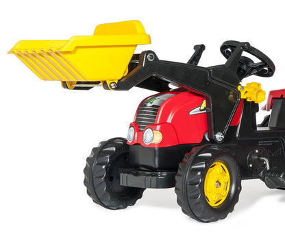 Trator Kart A Pedais Com Balde E Reboque Vermelho Rolly Toys