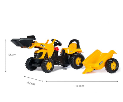 Trator Jcb Kart A Pedais Com Balde E Reboque Rolly Toys