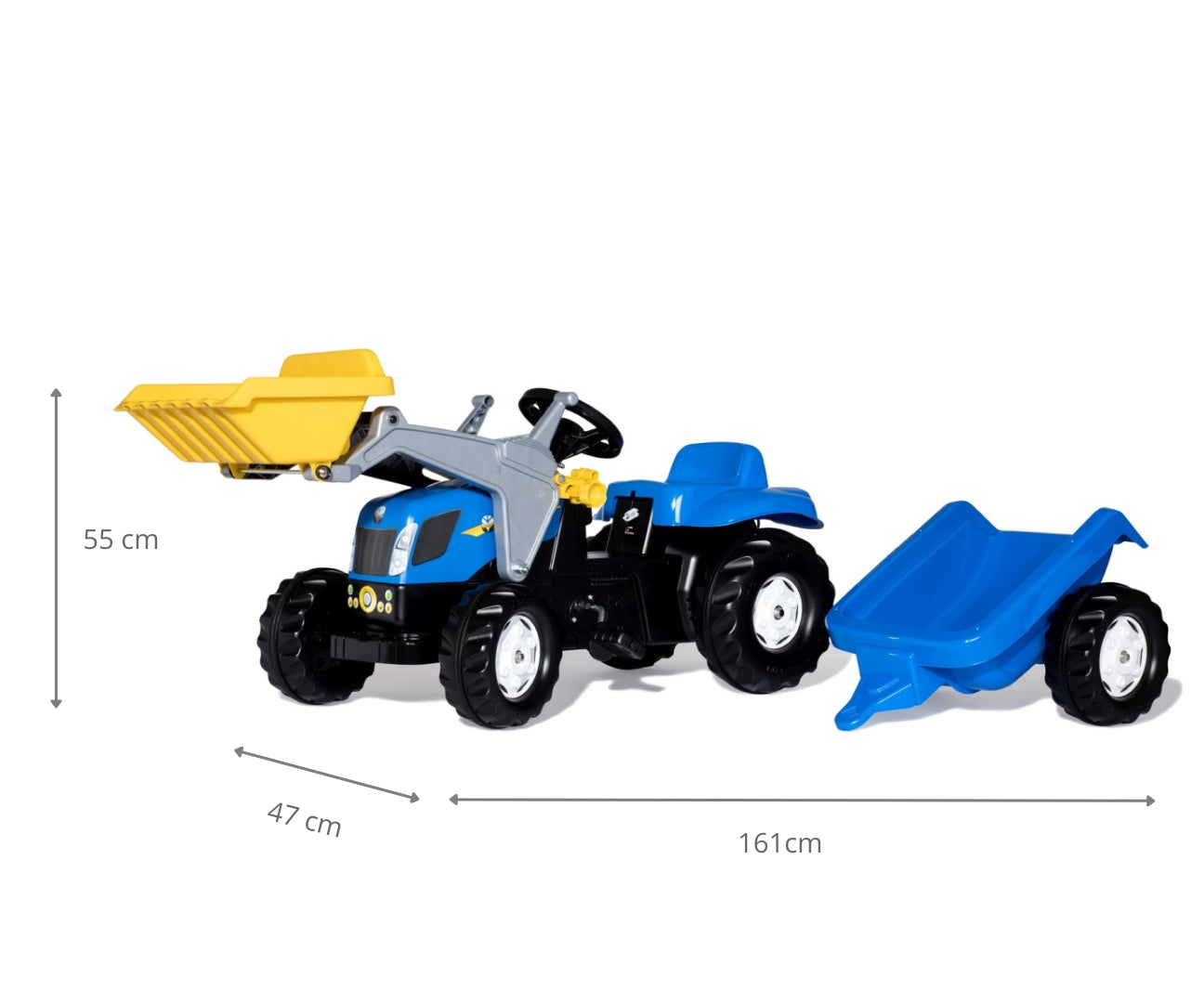 Kart A Pedais New Holland Agriculture Trator Com Balde E Reboque Rolly Toys