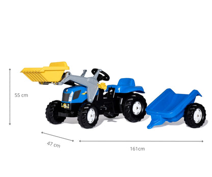 Kart A Pedais New Holland Agriculture Trator Com Balde E Reboque Rolly Toys