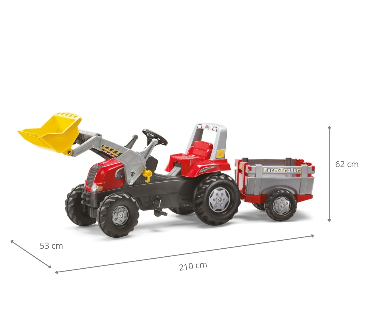 Trator Junior Rt Com Reboque E Balde Vermelho Rolly Toys