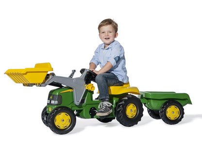 Trator John Deere Junior Com Balde E Reboque Rolly Toys