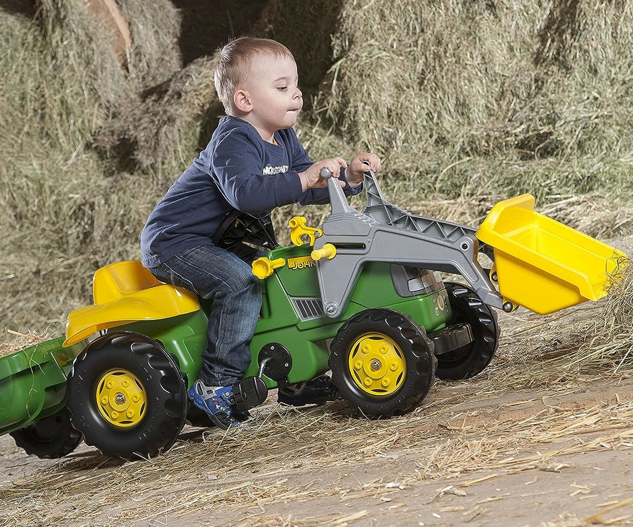 Trator John Deere Junior Com Balde E Reboque Rolly Toys