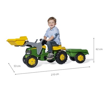 Trator John Deere Junior Com Balde E Reboque Rolly Toys