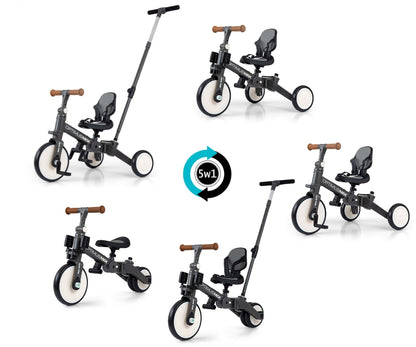 Bicicleta 5In1 Optimus Max Cinzento Escuro Qplay
