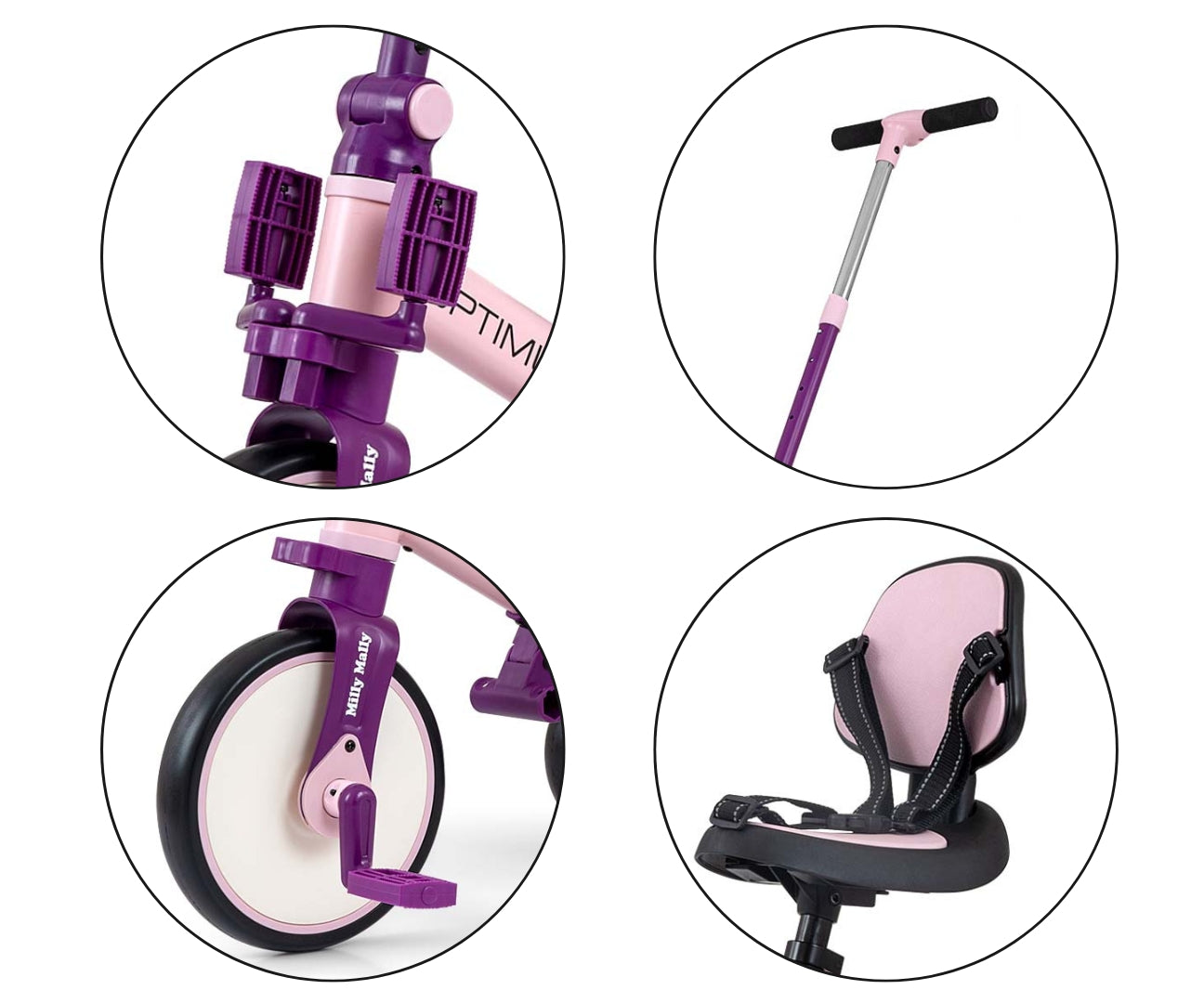 Bicicleta 5In1 Optimus Max Rosa Milly Mally
