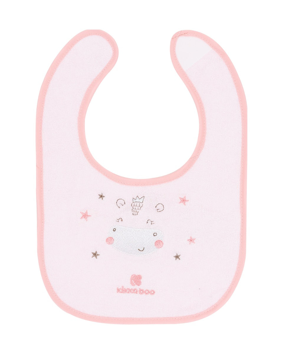 Conjunto de 3 babetes Hippo Dreams em tecido turco rosa