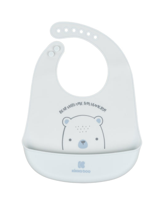 Babete em silicone Bear With Me Azul