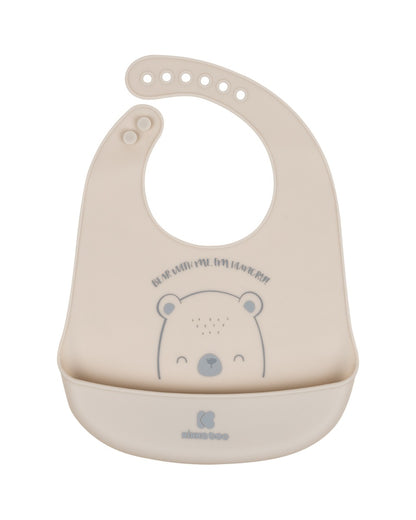 Babete de silicone Bear With Me cinzento