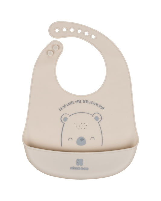 Babete de silicone Bear With Me cinzento