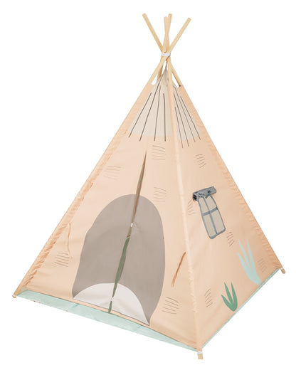 Tipi em madeira com Tapete de Atividades almofadado - Orange House Kikkaboo