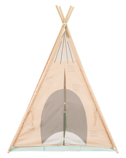 Tipi em madeira com Tapete de Atividades almofadado - Orange House Kikkaboo