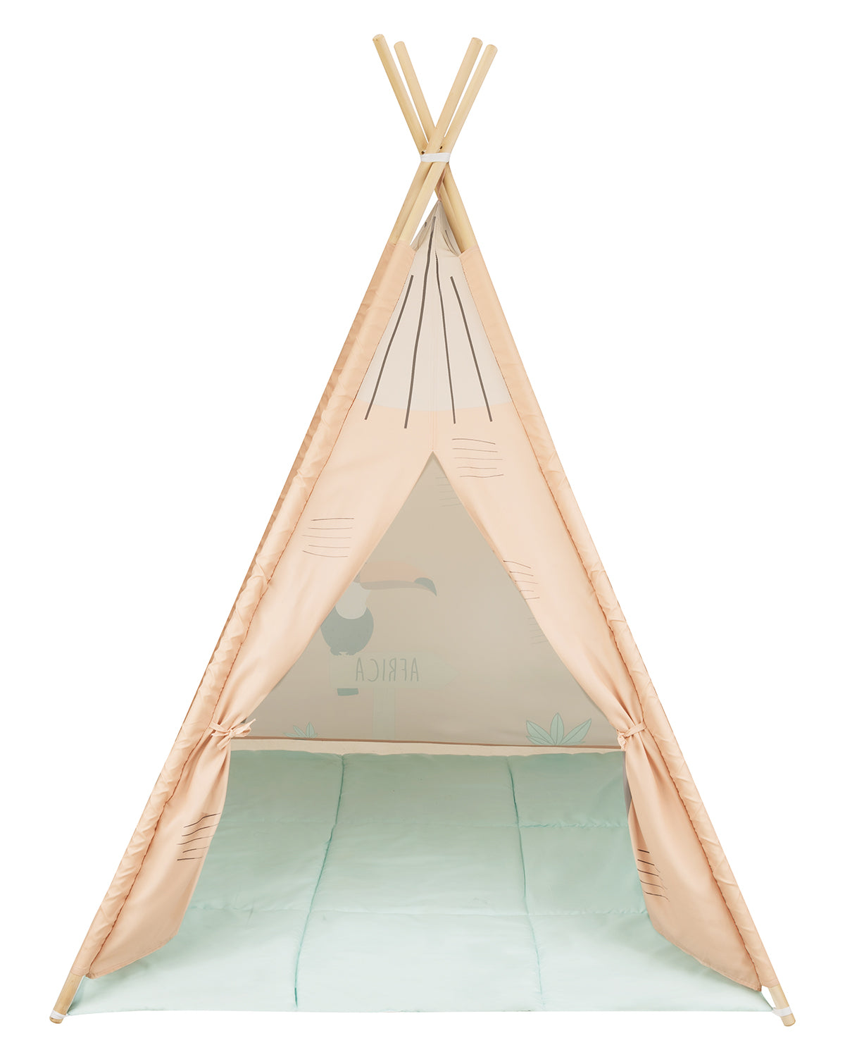 Tipi em madeira com Tapete de Atividades almofadado - Orange House Kikkaboo