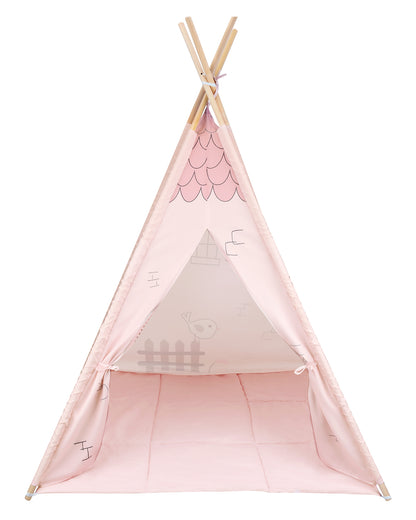 Tipi em madeira com Tapete de Atividades almofadado - Casa Mint Kikkaboo