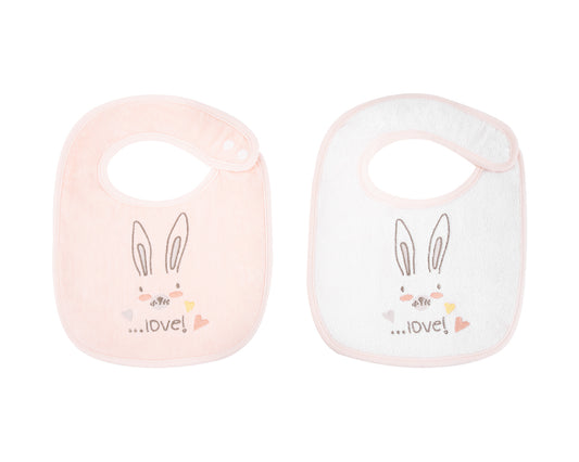 Conjunto de 2 babetes em tecido turco "Coelhos Apaixonados"