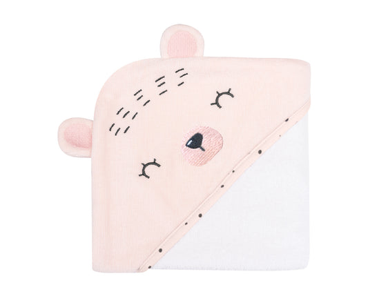 Toalha com capuz 90/90 cm Bear with me Rosa Kikkaboo