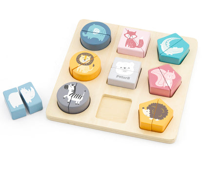Puzzle De Blocos De Formas Animais Selvagens Viga