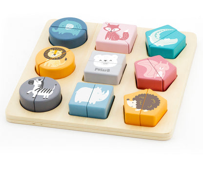 Puzzle De Blocos De Formas Animais Selvagens Viga