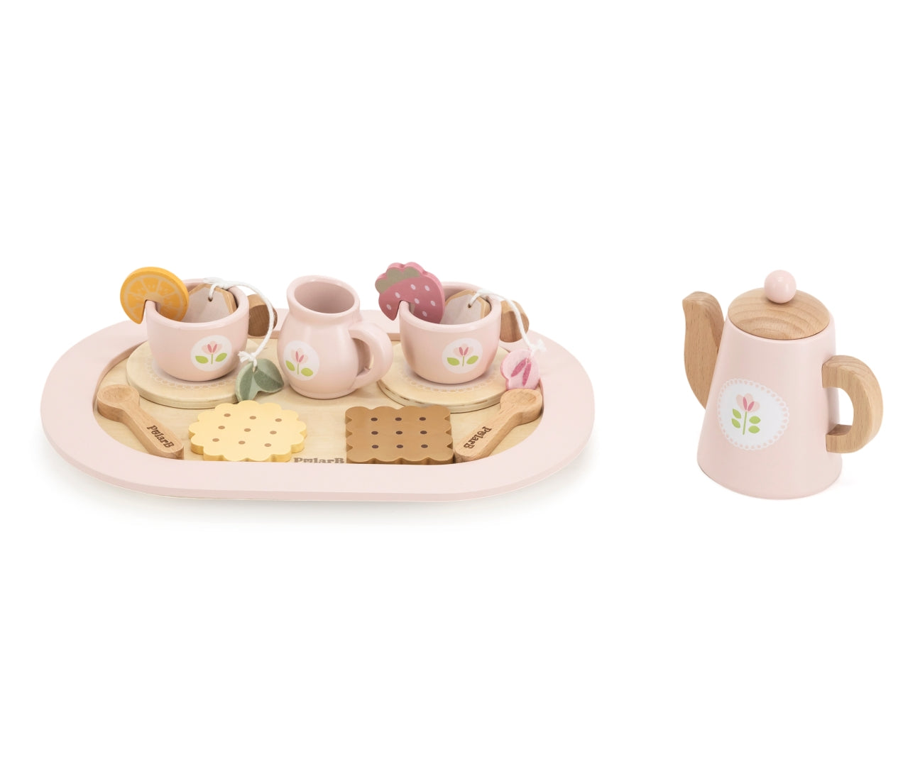 Conjunto De Chá E Café Em Madeira Cor-De-Rosa Viga