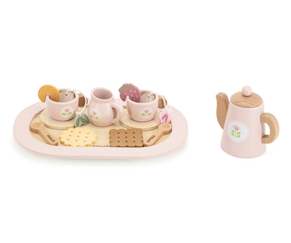 Conjunto De Chá E Café Em Madeira Cor-De-Rosa Viga