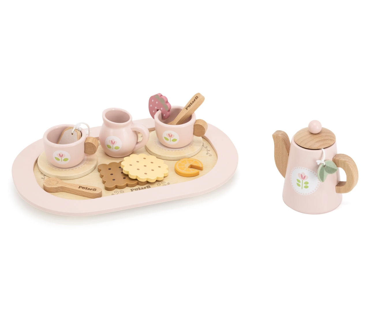 Conjunto De Chá E Café Em Madeira Cor-De-Rosa Viga