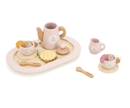 Conjunto De Chá E Café Em Madeira Cor-De-Rosa Viga