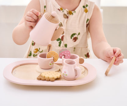 Conjunto De Chá E Café Em Madeira Cor-De-Rosa Viga