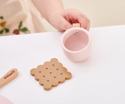 Conjunto De Chá E Café Em Madeira Cor-De-Rosa Viga