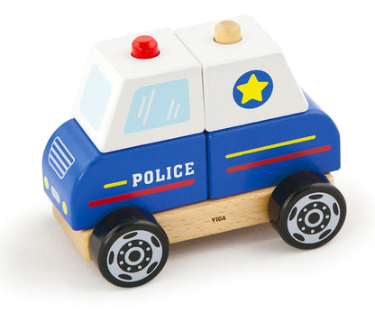 Carro de Polícia de madeira com blocos Viga