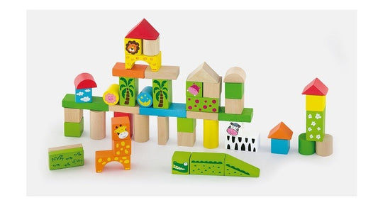 Conjunto De Blocos 50 Peças Zoo Viga