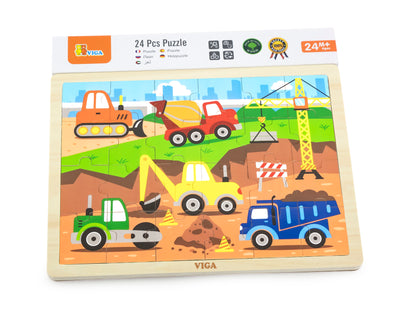 Puzzles Num Bloco De 24 Peças Num Estaleiro De Construção Viga