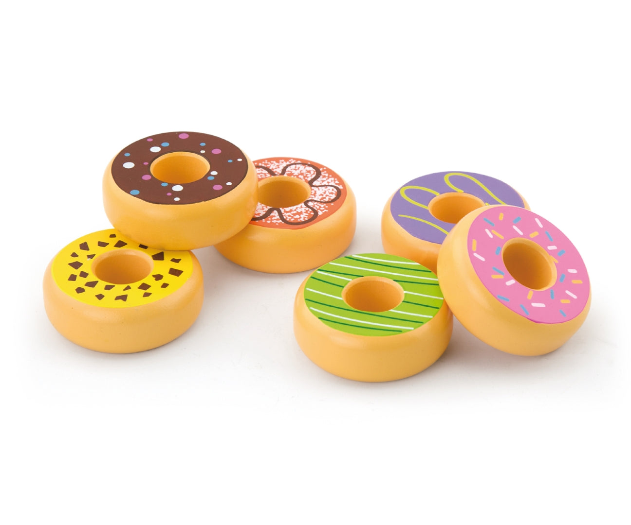 Conjunto De 6 Donuts De Madeira Viga