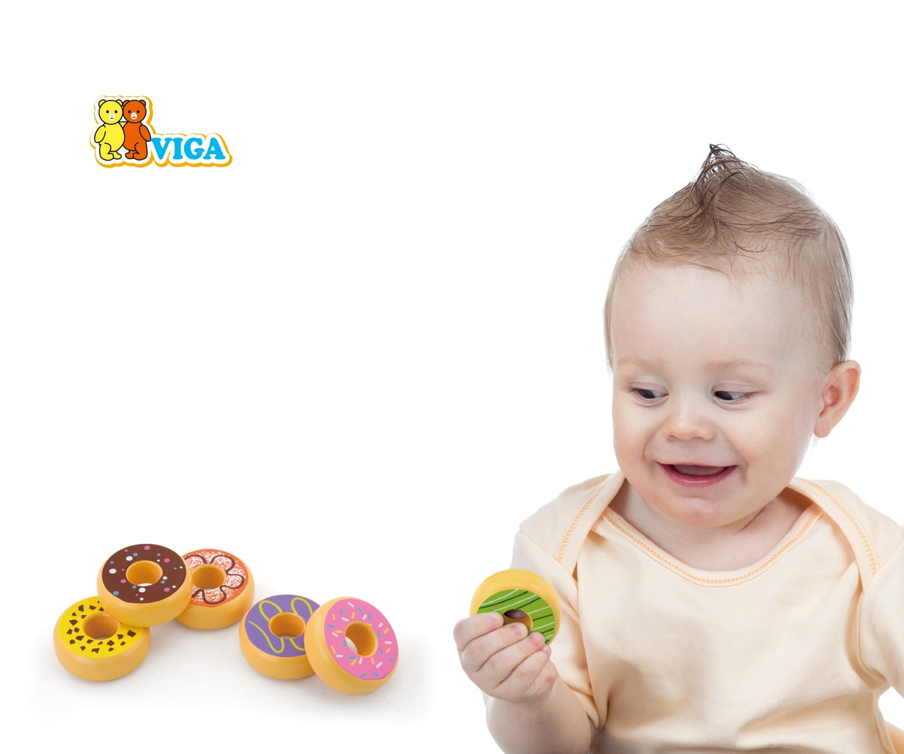Conjunto De 6 Donuts De Madeira Viga