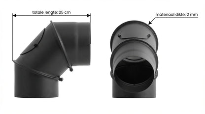 Curva de chaminé 90 graus aço 2 mm Ø 120 mm preta