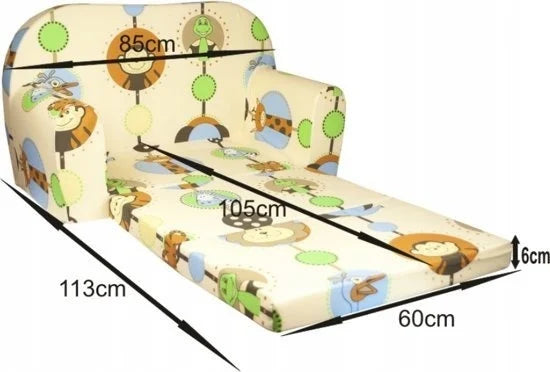 Sofá-cama infantil 2 em 1 85x60 cm animais