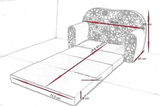 Sofá-cama infantil 170x100x8 cm castanho urso