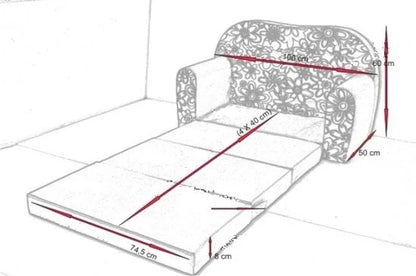 Sofá-cama infantil 170x100x8 cm castanho urso
