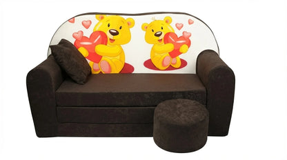 Sofá-cama infantil 170x100x8 cm castanho urso