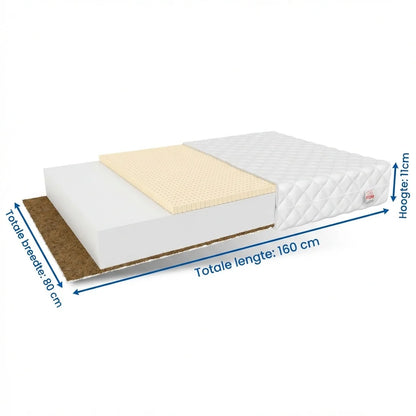 Colchão 80x160 cm espuma fria 11 cm coco e látex