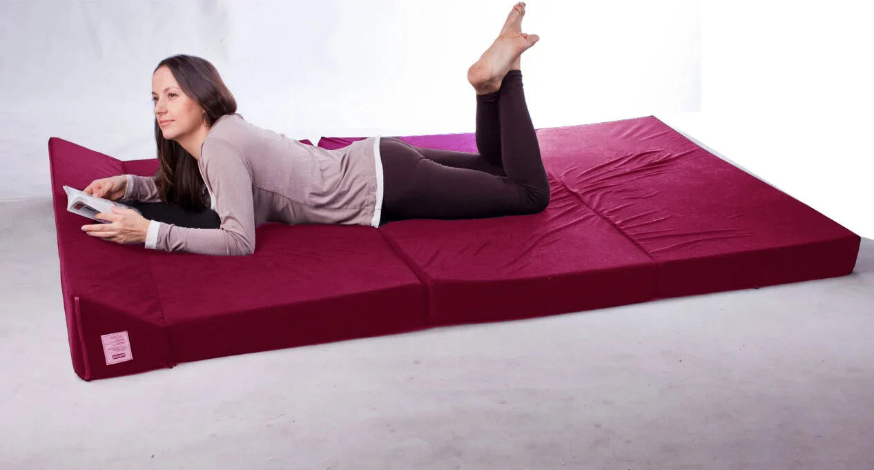 Colchão dobrável com almofada 200x120x10 cm bordeaux