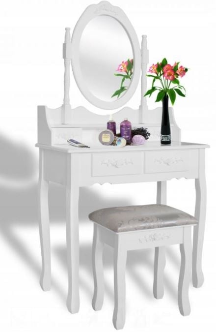 Toucador com espelho e banco 74 x 143 cm branco