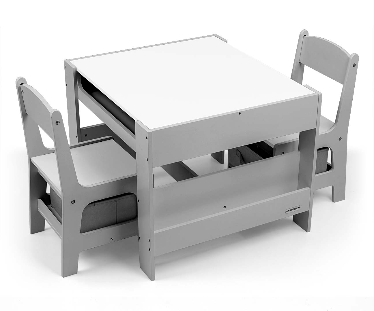 Conjunto De Móveis Mesa E Duas Cadeiras Sven Cinzento Milly Mally