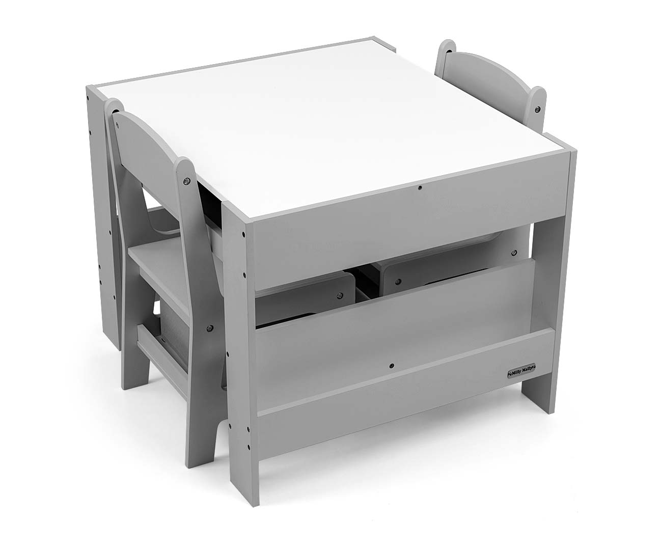 Conjunto De Móveis Mesa E Duas Cadeiras Sven Cinzento Milly Mally