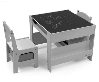 Conjunto De Móveis Mesa E Duas Cadeiras Sven Cinzento Milly Mally