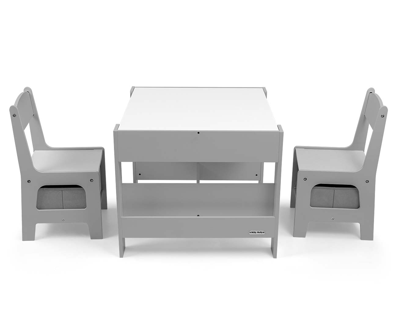 Conjunto De Móveis Mesa E Duas Cadeiras Sven Cinzento Milly Mally